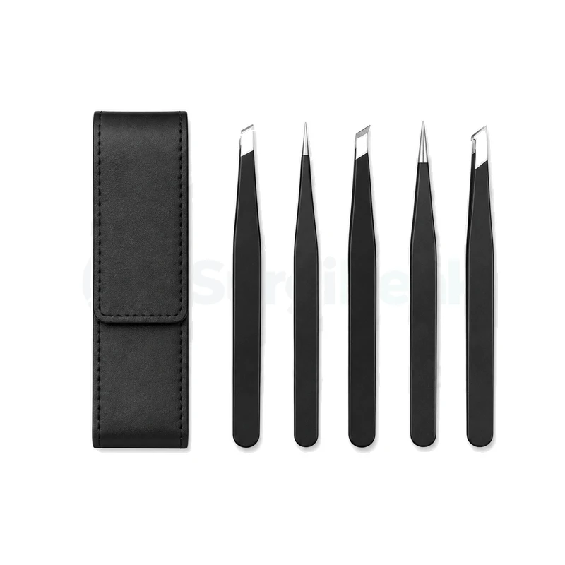 5-Piece Professional Stainless Steel Tweezers Set