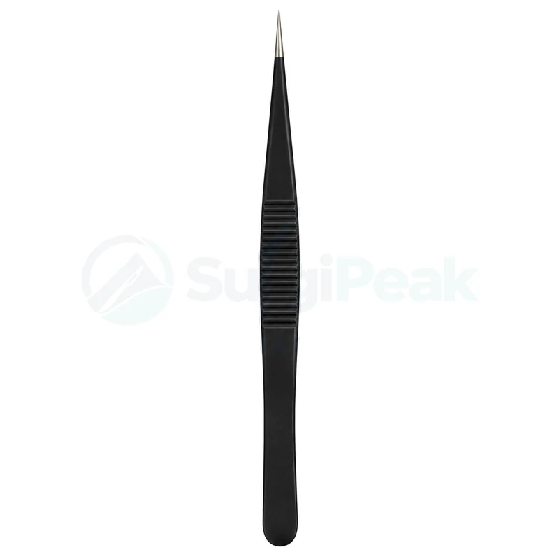 Black Splinter Forceps Fine Point 12.5cm