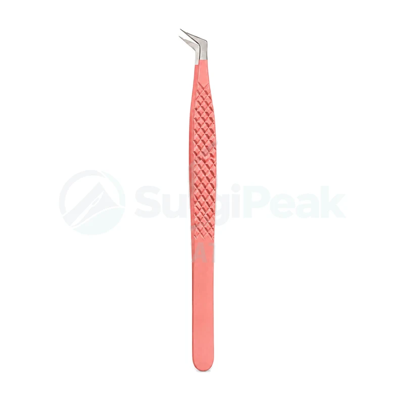 Pink Curved Eyelash Tweezers