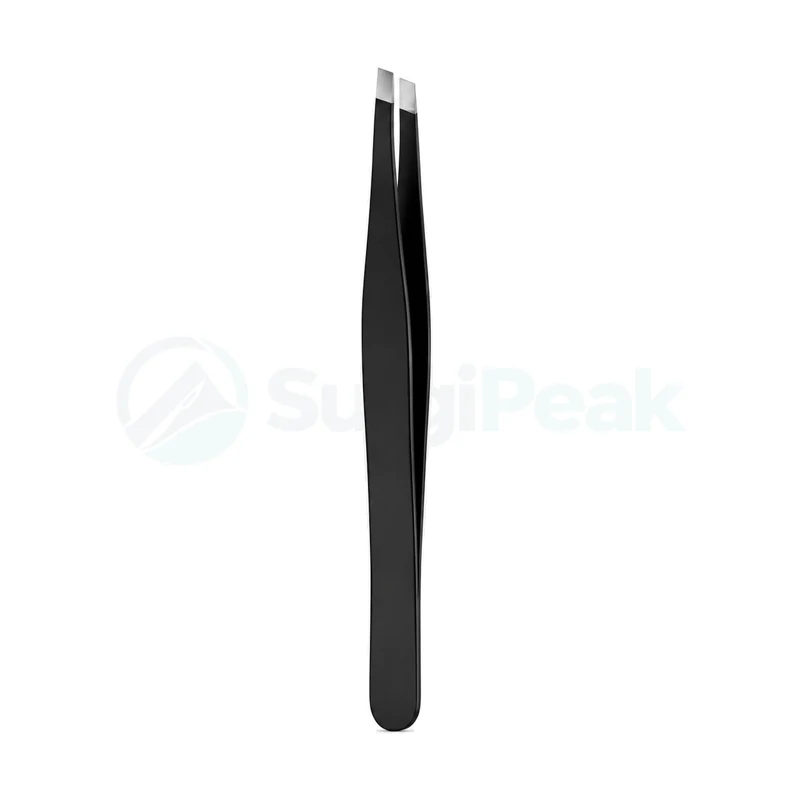 Straight Tip Black Hair Removal Tweezers