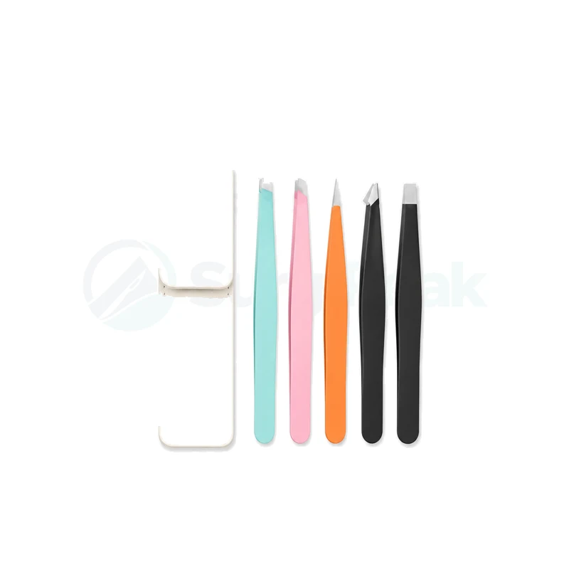 Tweezers for Eyebrows – 5-Piece Stainless Steel Kit with Case