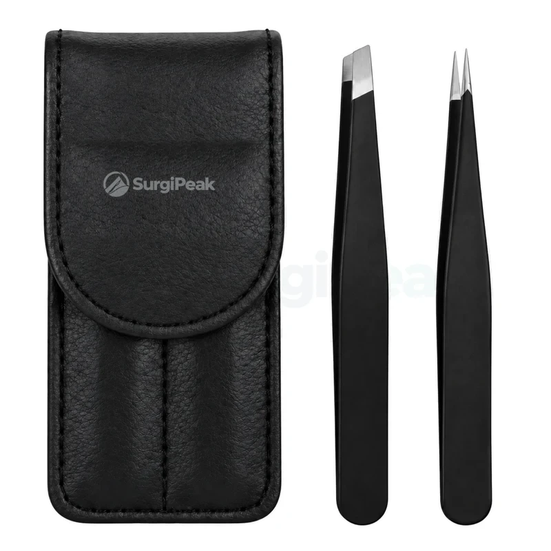 Ultra Precision Slant & Point Tweezers Set with Case